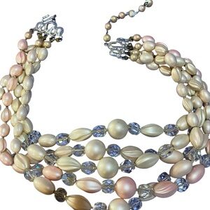 Three Strand Matte Pearl Necklace 16 inch